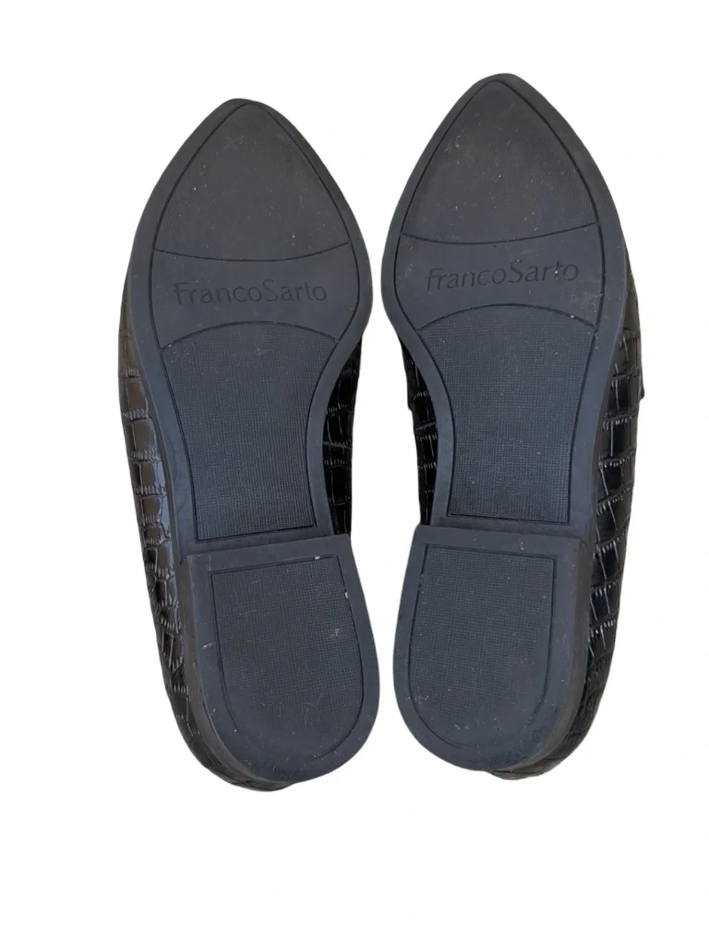 Franco Sarto pointed toe loafers black crocodile-embossed pattern women 6.5
